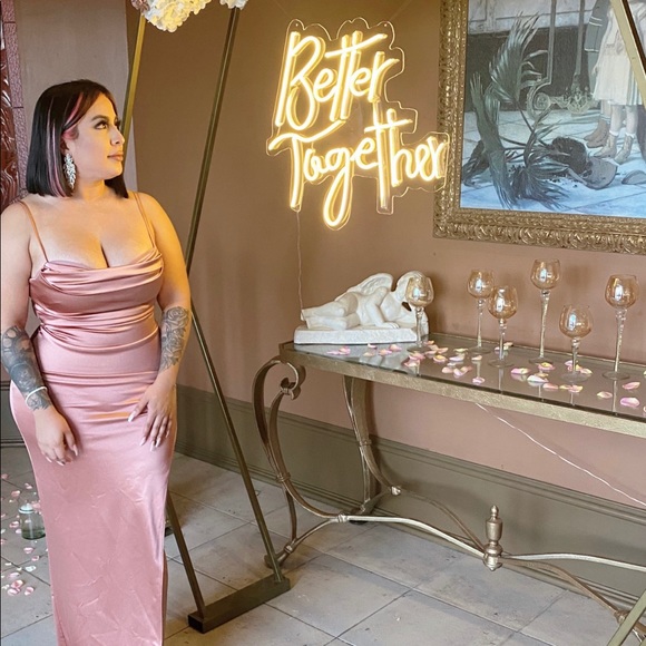 LOLA HIGH SLIT SATIN DRESS - Picture 2 of 3